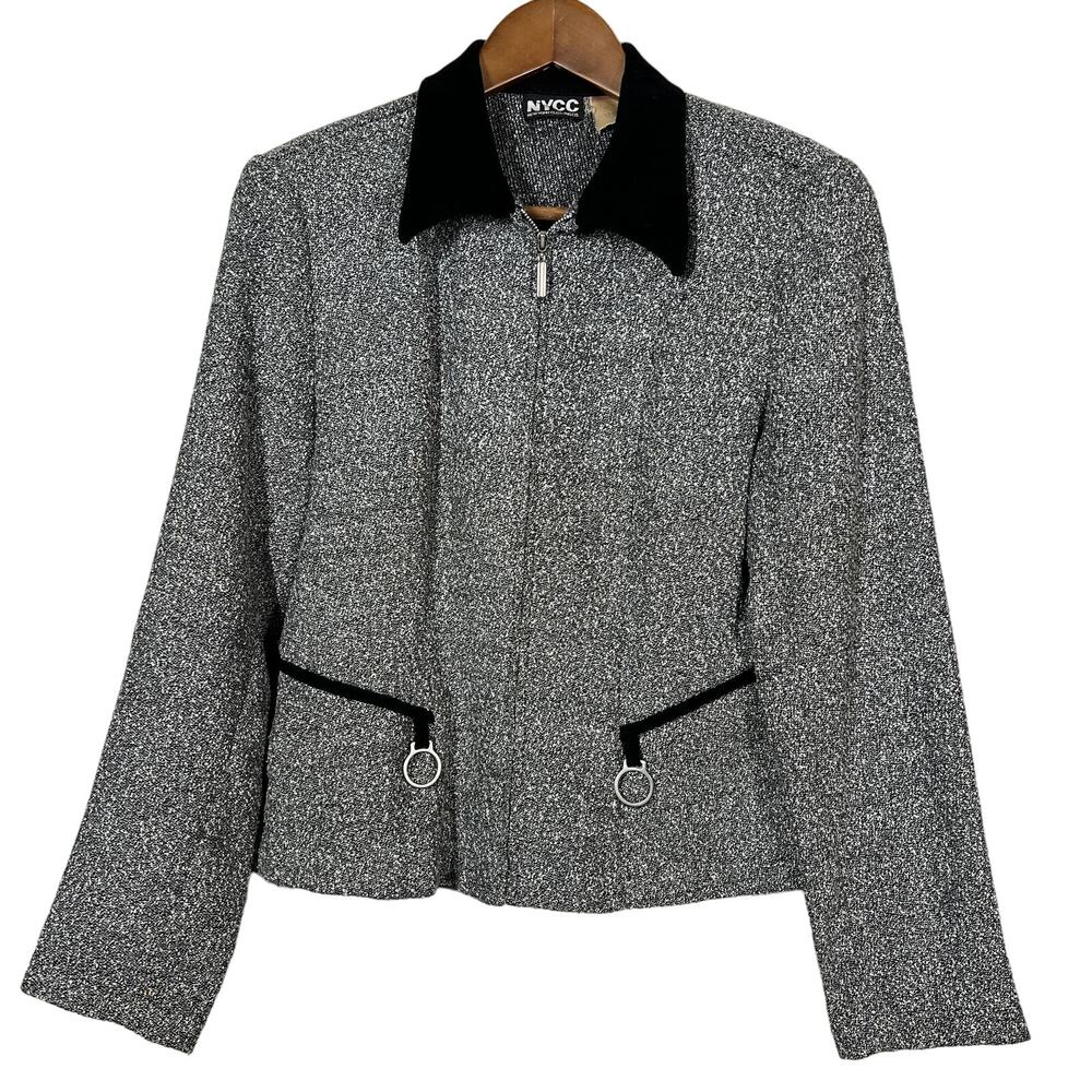 NYCC NY Clothing Co Full Zip Jacket Blazer Military Style Metal Accent - S